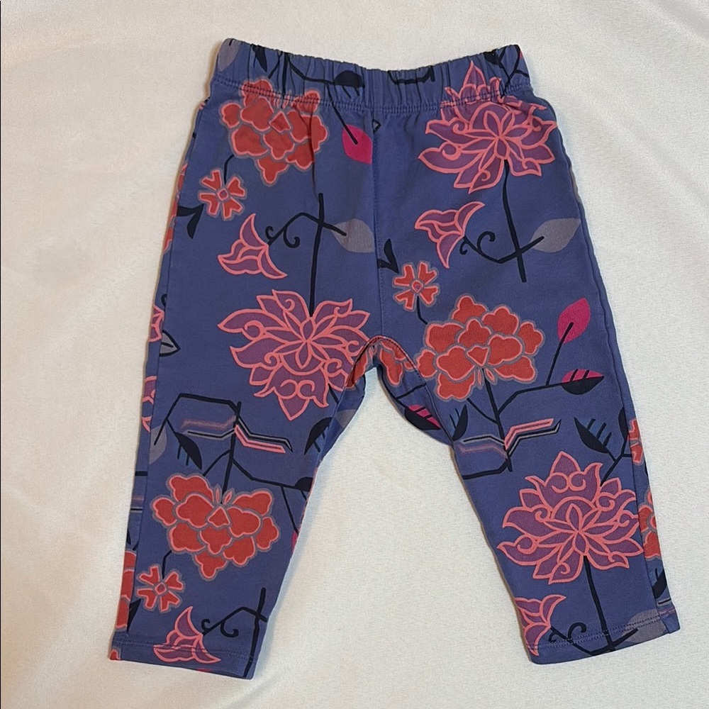 Tea Collection Blue and Pink Floral Leggings